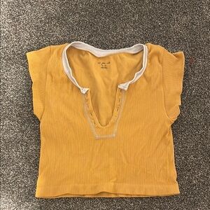 Urban Outfitters Mustard Ruffle Crop Top